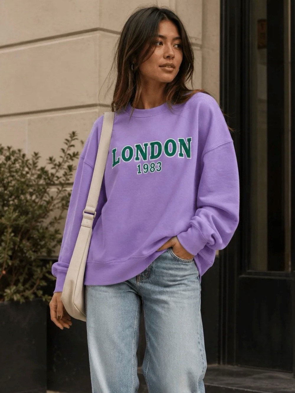 A561. London 1983 Lavender Graphic Sweatshirt - Women